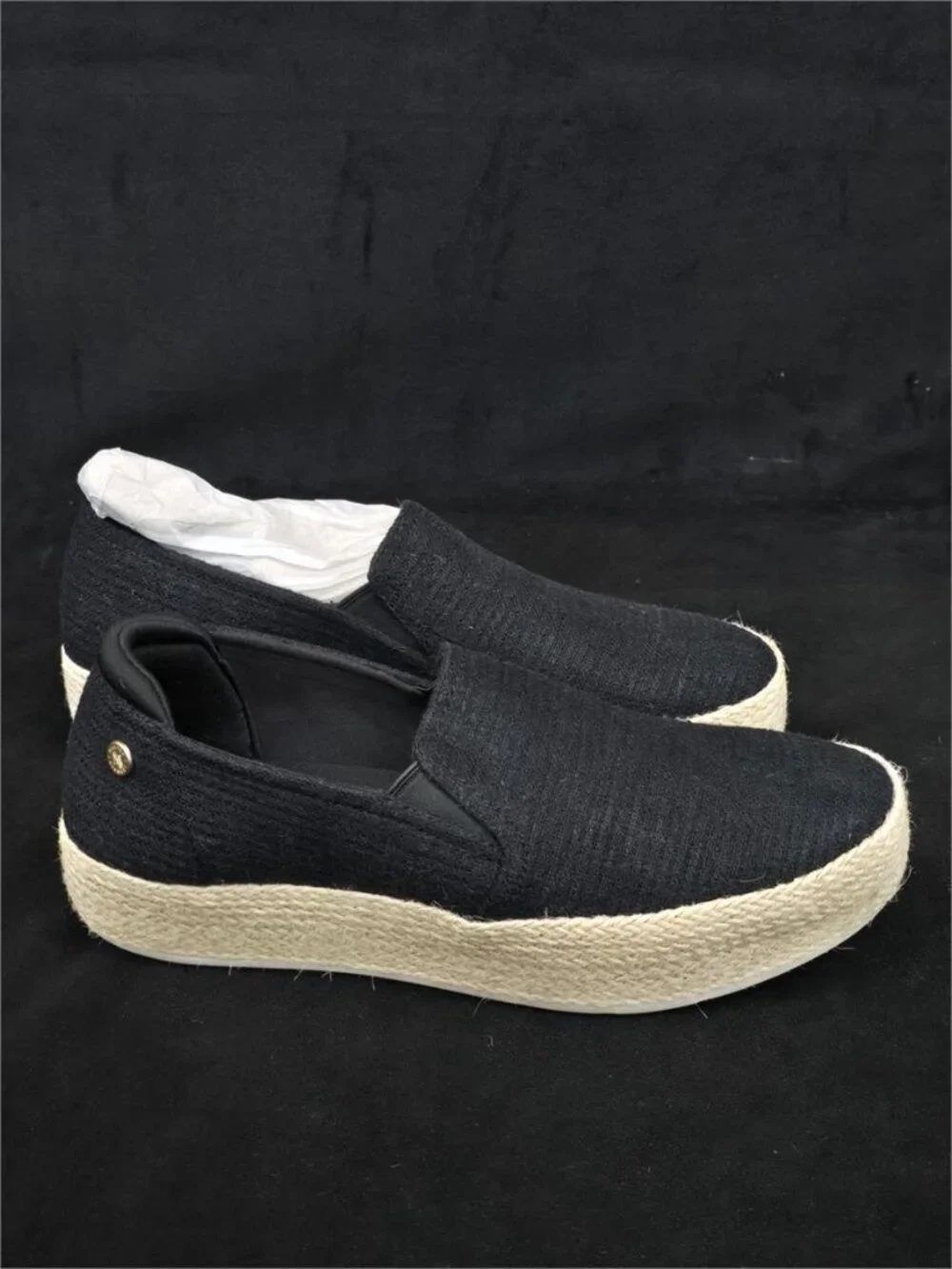 Martha Stewart x Skechers BOBS Sesame Platform Espadrille Slip On Black 10 New